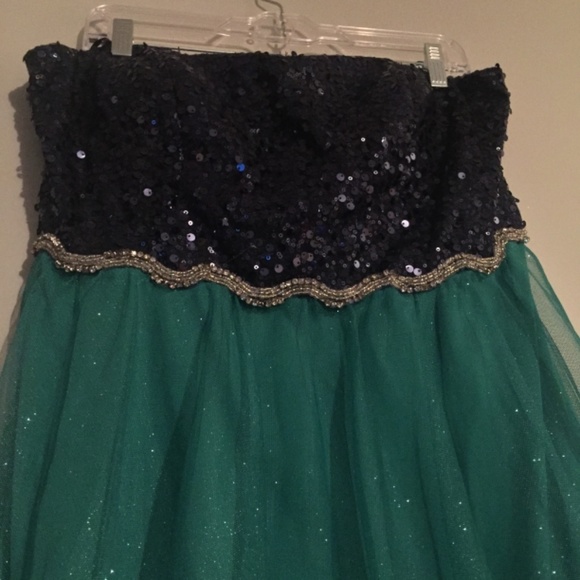 Deb homecoming formal dance sequins rhinestones glitter strapless dress SIZE 16 - Picture 8 of 11